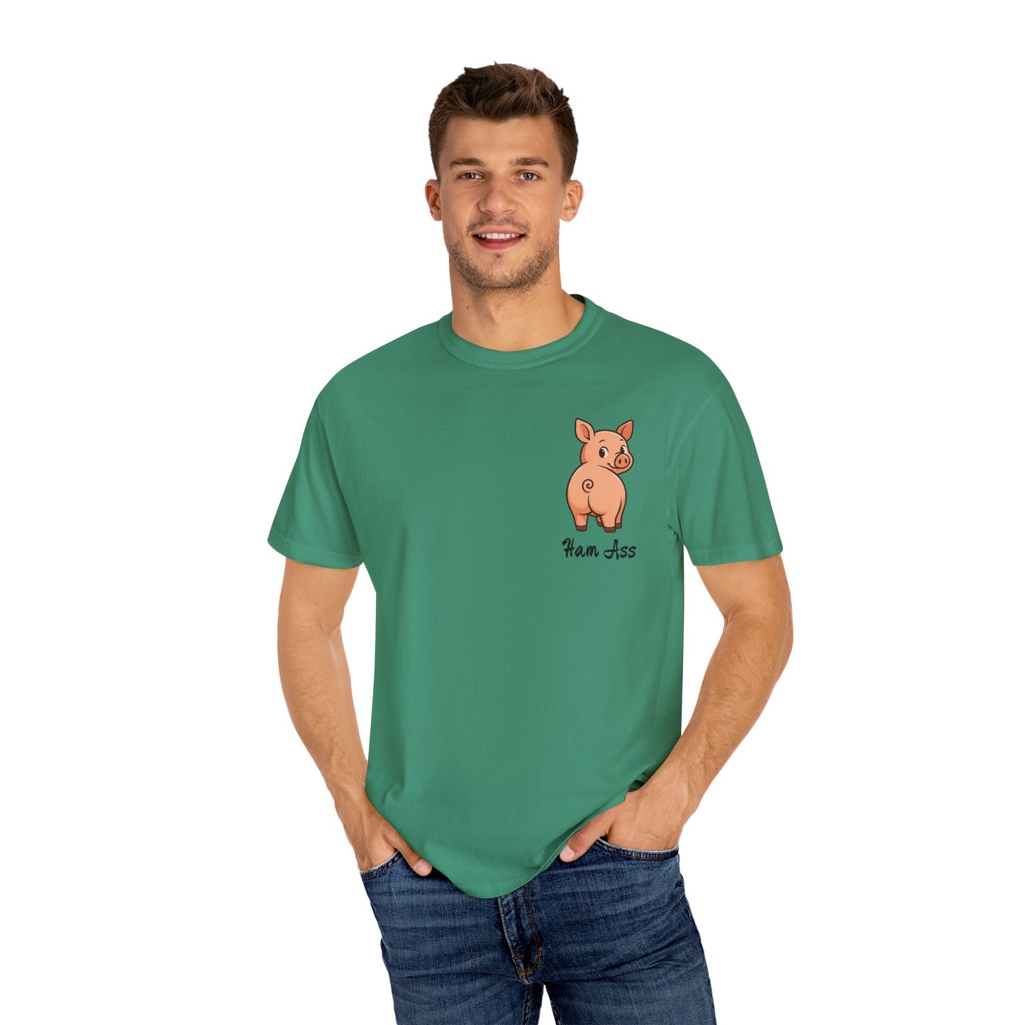 Funny Ham Ass Unisex Garment-Dyed T-Shirt - Cute Pig Design