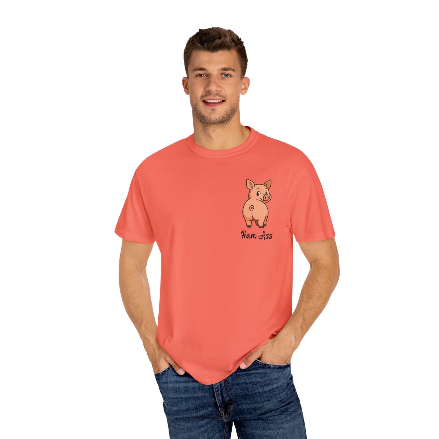 Funny Ham Ass Unisex Garment-Dyed T-Shirt - Cute Pig Design