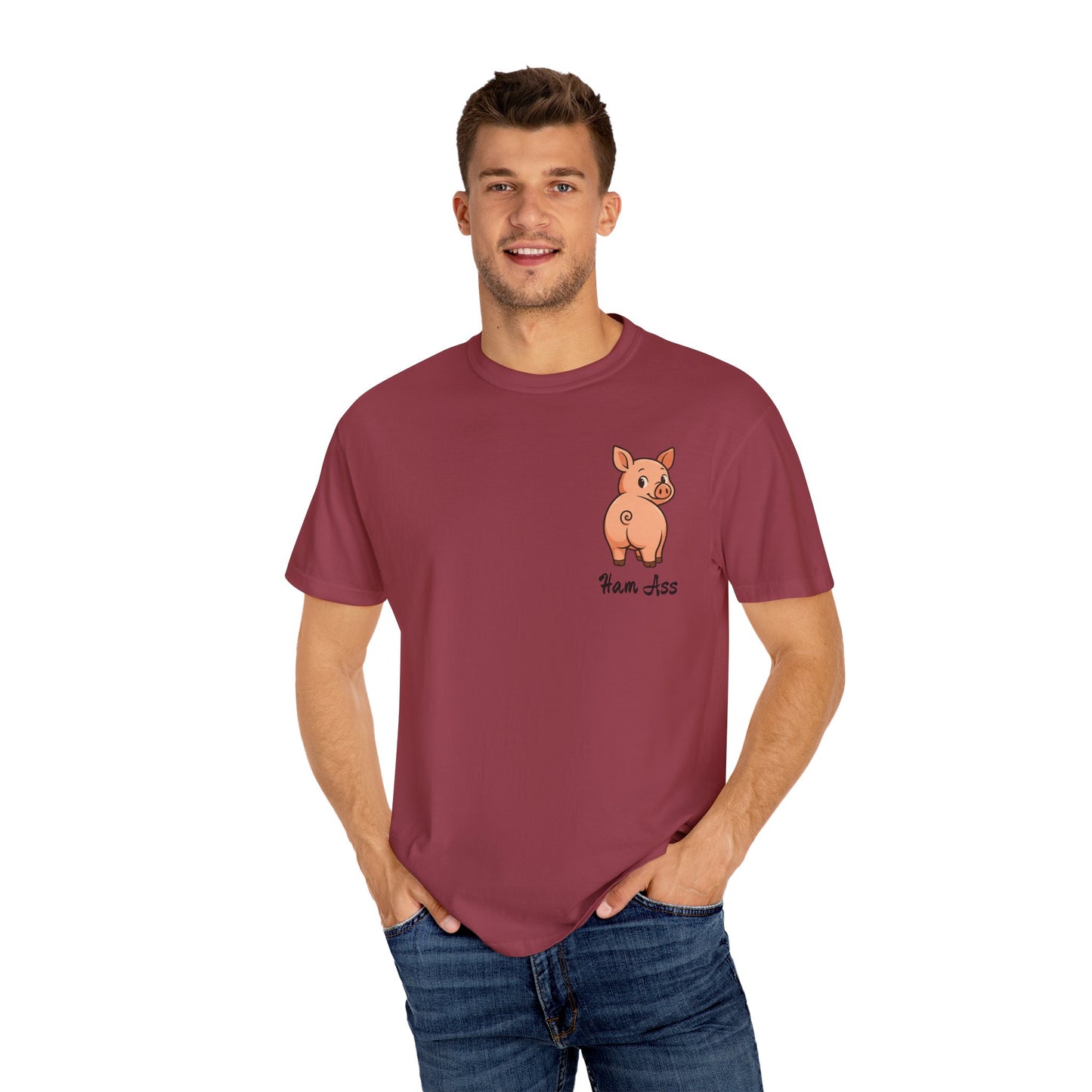 Funny Ham Ass Unisex Garment-Dyed T-Shirt - Cute Pig Design