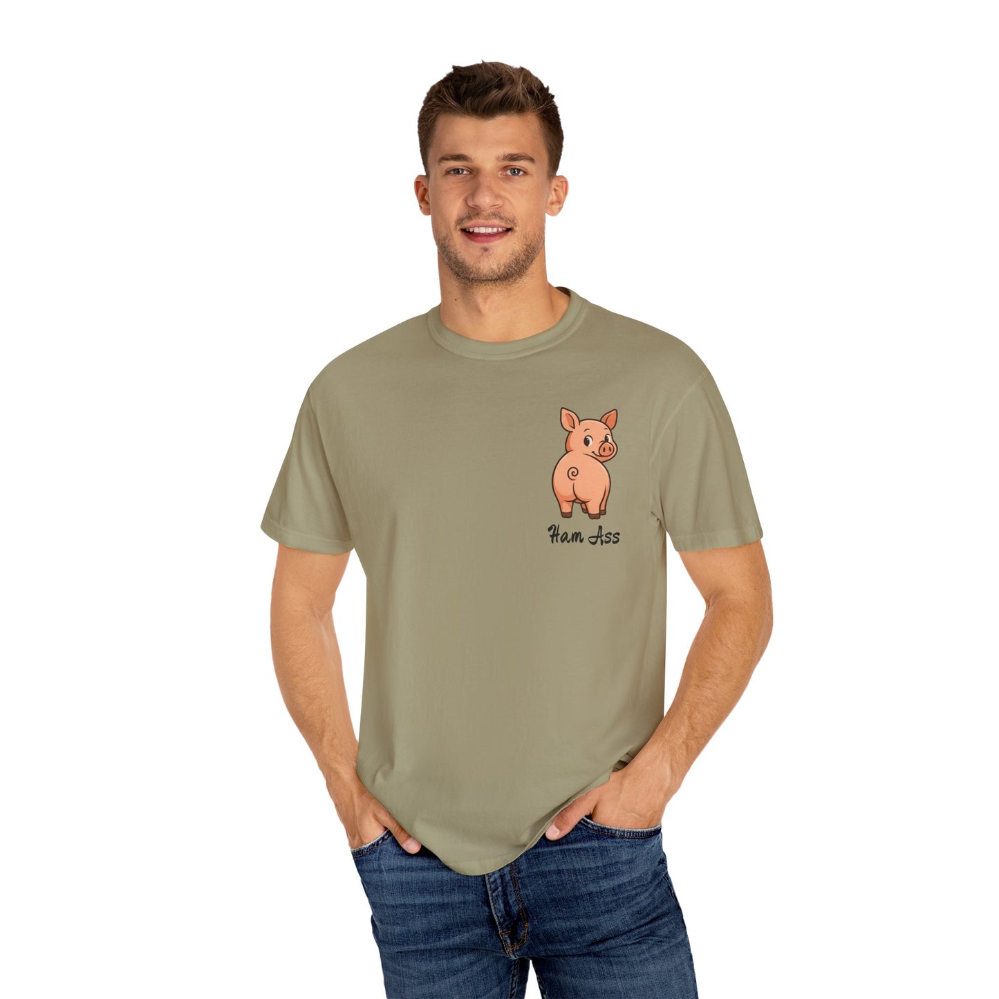Funny Ham Ass Unisex Garment-Dyed T-Shirt - Cute Pig Design