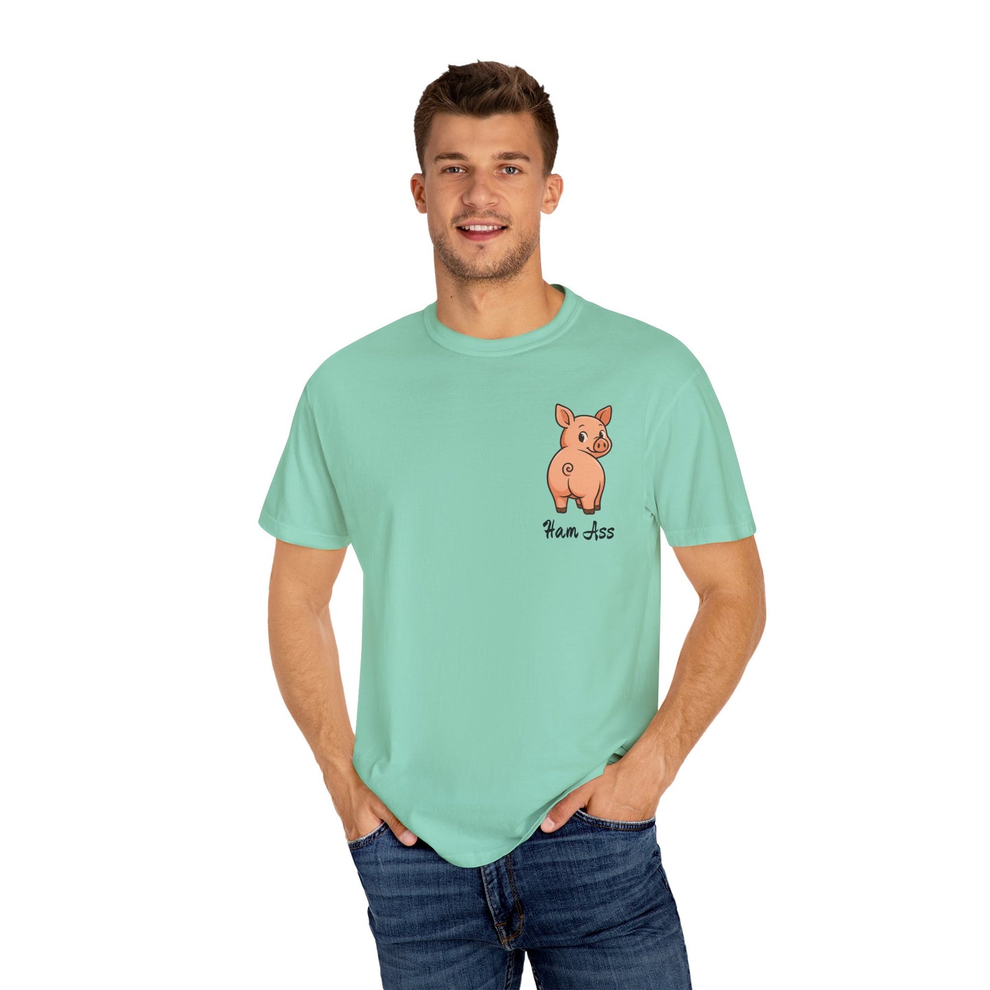 Funny Ham Ass Unisex Garment-Dyed T-Shirt - Cute Pig Design