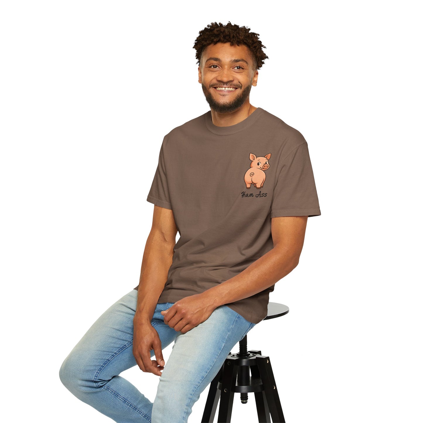 Funny Ham Ass Unisex Garment-Dyed T-Shirt - Cute Pig Design