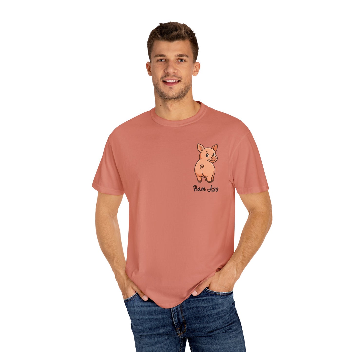 Funny Ham Ass Unisex Garment-Dyed T-Shirt - Cute Pig Design