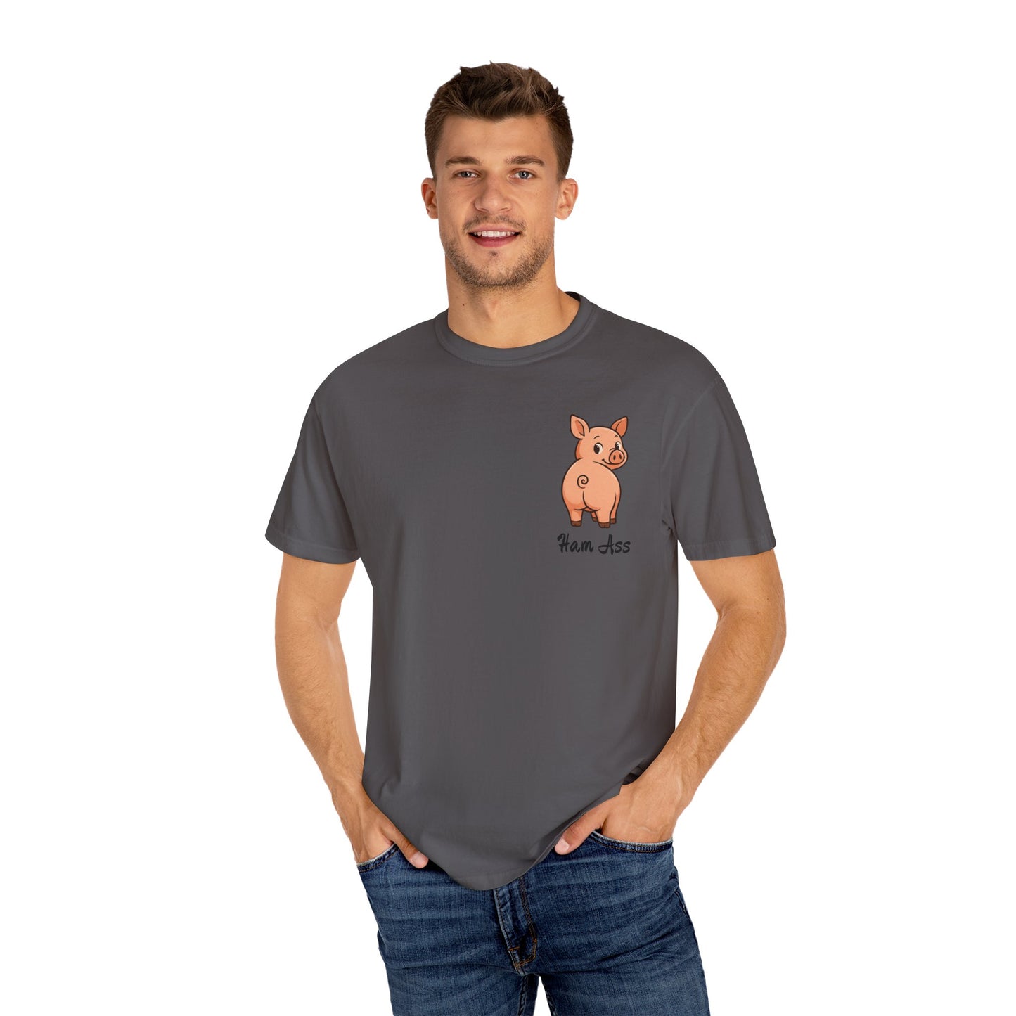 Funny Ham Ass Unisex Garment-Dyed T-Shirt - Cute Pig Design