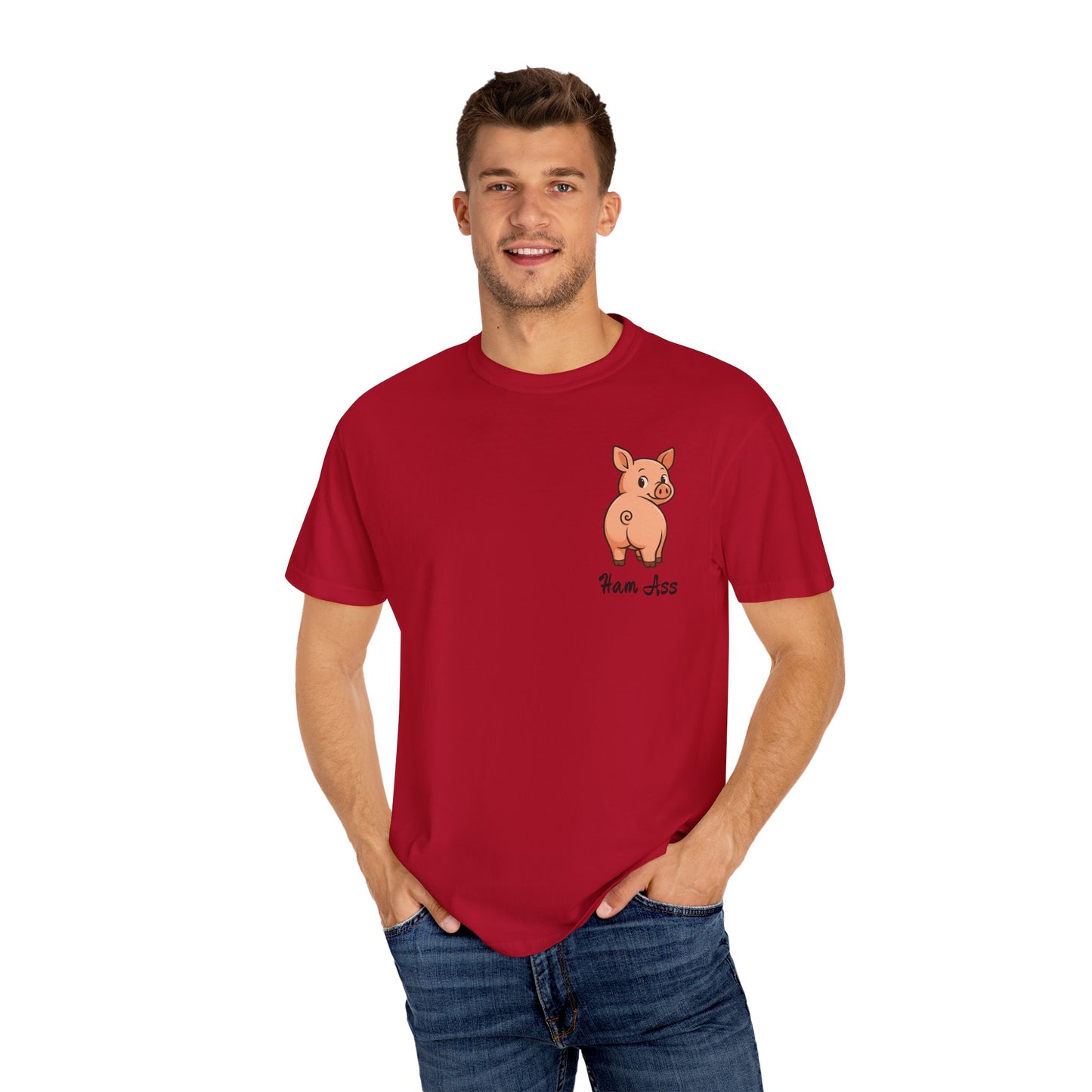 Funny Ham Ass Unisex Garment-Dyed T-Shirt - Cute Pig Design