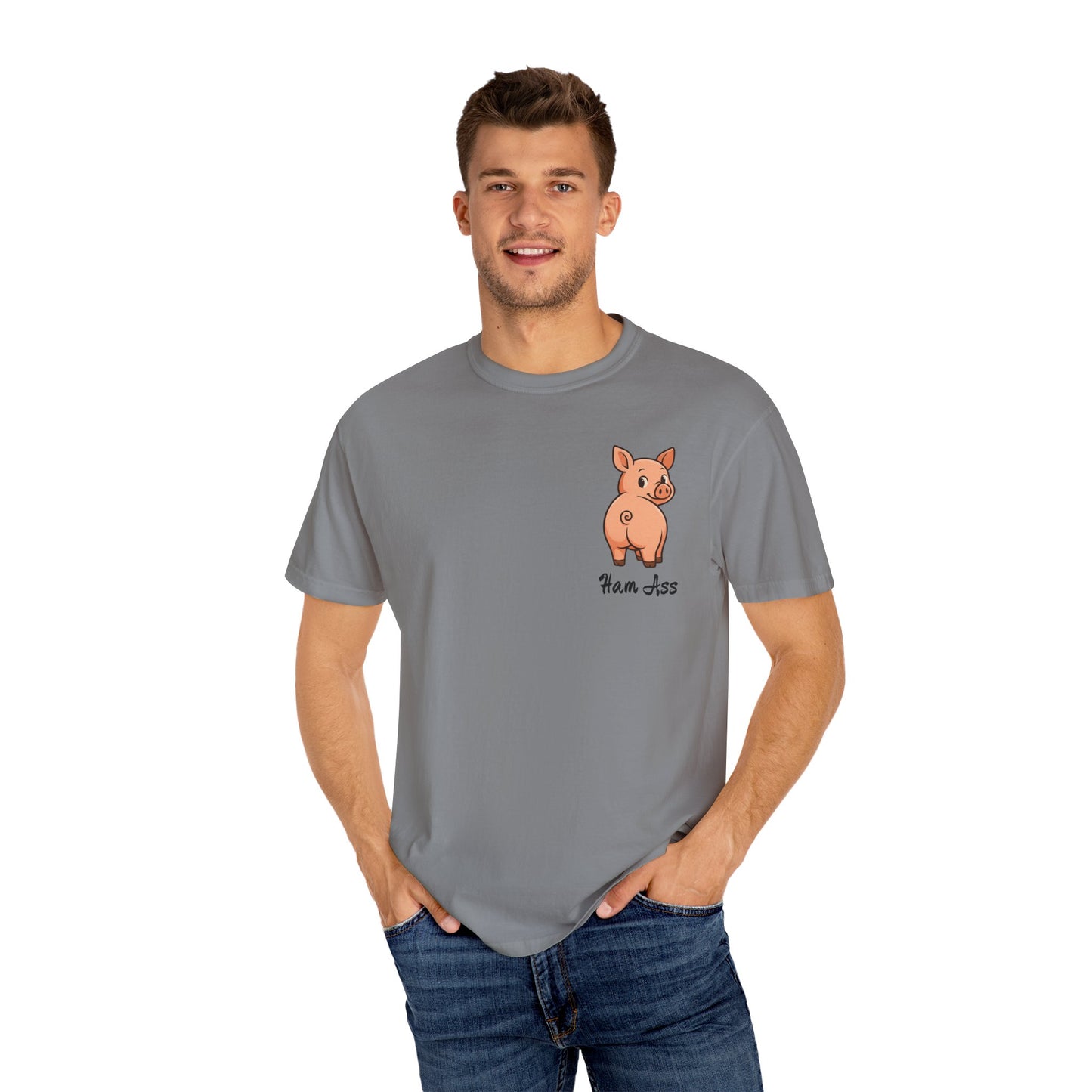 Funny Ham Ass Unisex Garment-Dyed T-Shirt - Cute Pig Design