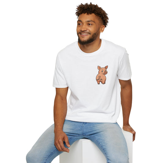 Pig Patch T‑Shirt — Cute Cartoon Pig Pocket Graphic Tee