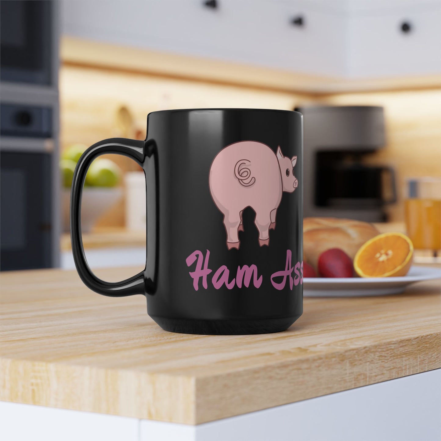 Funny Pig-Themed Black Coffee Mug - 15oz Ceramic - Perfect Gift for Animal Lovers